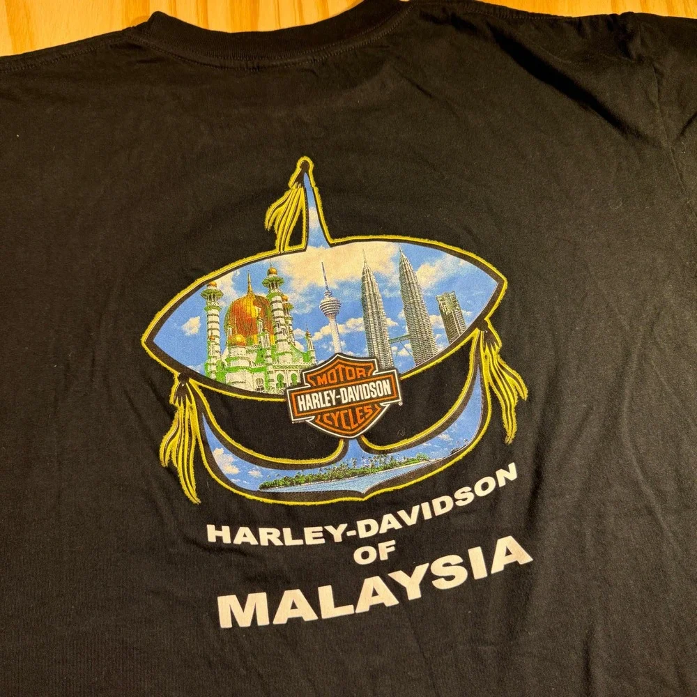 Harley-Davidson Men's Malaysia Flame Graphic Black T-Shirt Size XL
